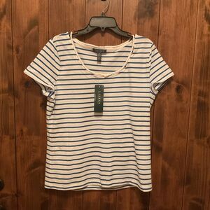 Ralph Lauren Blue and White Striped Short Sleeve Tee